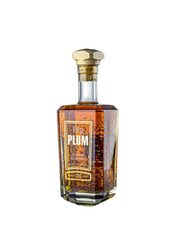Vesić Big PLUM Gold rakija sa listićima zlata.