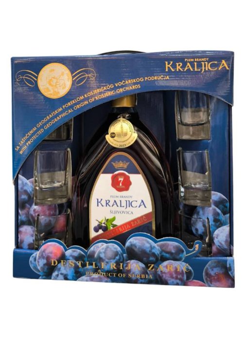 zaric-kraljica-7-sljiva-poklon-set-6-casa Rakija Zarić Kraljica 7 poklon set sa 6 čaša - ekskluzivna šljivovica
