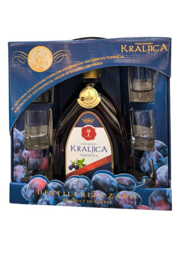 zaric-kraljica-7-sljiva-poklon-set-6-casa Rakija Zarić Kraljica 7 poklon set sa 6 čaša - ekskluzivna šljivovica