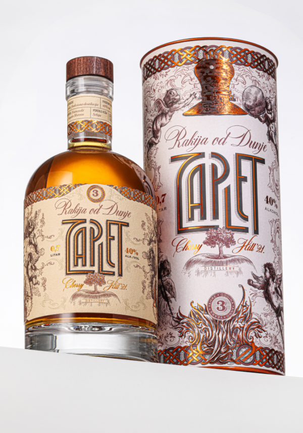 Zaplet rakija od dunje Cherry Hill u dekorativnoj hilzni 3 godine stara